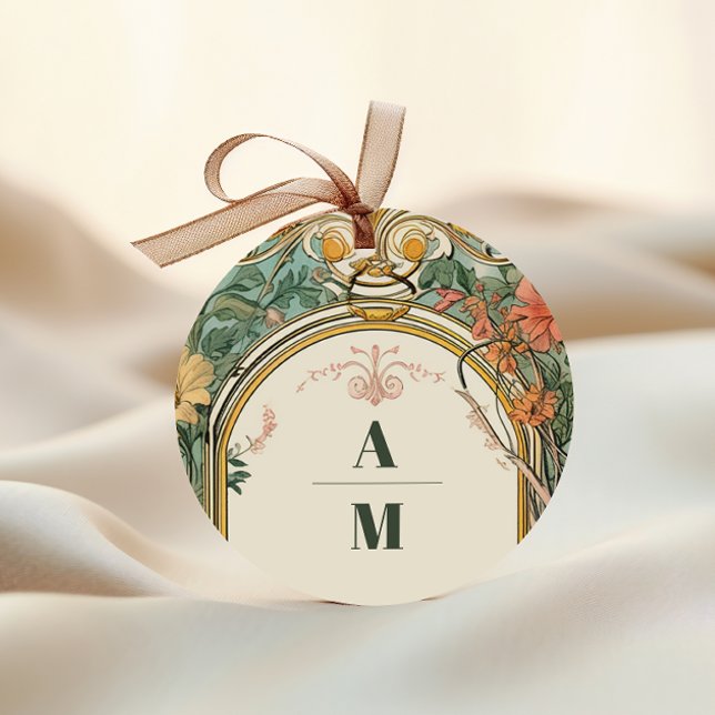Vintage Blumenhochzeit Runder Aufkleber (Von Creator hochgeladen)