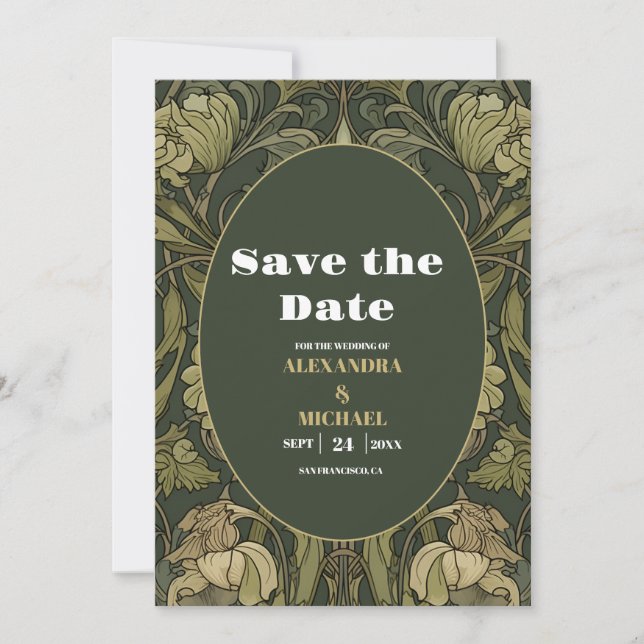 Vintage Blumenhochzeit Save The Date (Vorderseite)