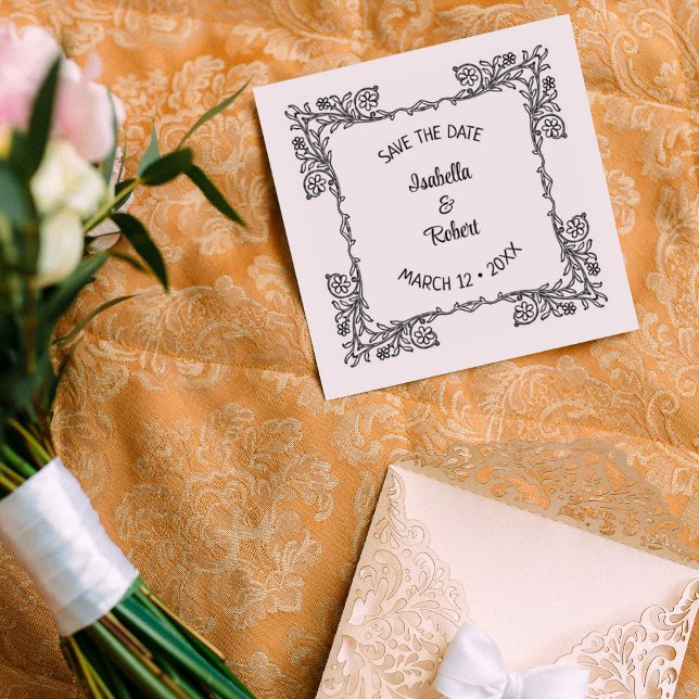Vintage Blumenhochzeit Save the Date Gummistempel (Von Creator hochgeladen)