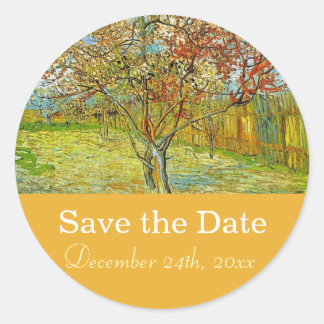 Vintage Blumenhochzeit Save the Date Runder Aufkleber