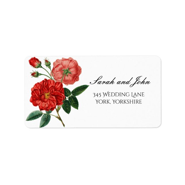 Vintage Blumenhochzeiten-Rücksendeadressen-Aufkleb Adressaufkleber (Vorne)