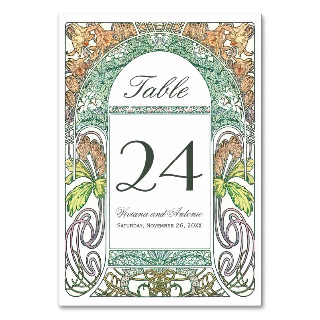 Vintage Blumenhochzeiten Tischnummern IV (V.3) (Vorderseite)