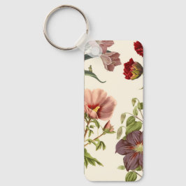Vintage-Blumenillustration mit Rosa und Rot  Schlüsselanhänger