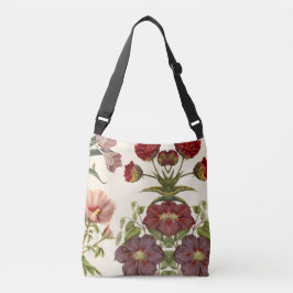 Vintage-Blumenillustration mit rosa und rot  Tragetaschen Mit Langen Trägern