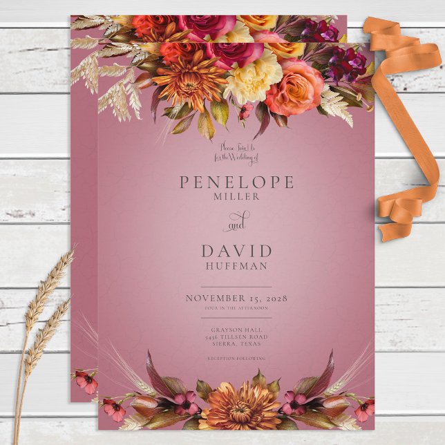 Vintage Blumenjuwel Fuchsia Einladung zur Hochzeit (Von Creator hochgeladen)