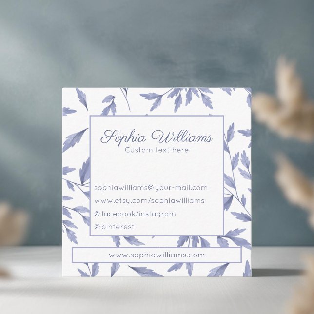 Vintage Blumenkarte, französisch-blaue Visitenkart Quadratische Visitenkarte (Von Creator hochgeladen)