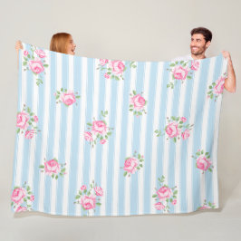 Vintage, blumenklassische Streifen Rosa Rosen Fleecedecke