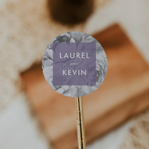 Vintage Blumenkleber   Violett Runder Aufkleber