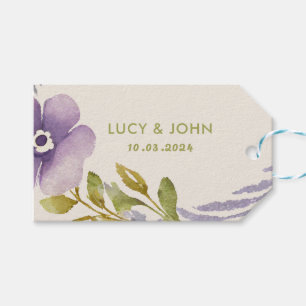 Vintage-Blumenkranz-Hochzeitsgunst-Tags Lavendel Geschenkanhänger