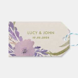 Vintage-Blumenkranz-Hochzeitsgunst-Tags Lavendel Geschenkanhänger