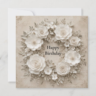 vintage Blumenkranzkarte aus Papier  Feiertagskarte