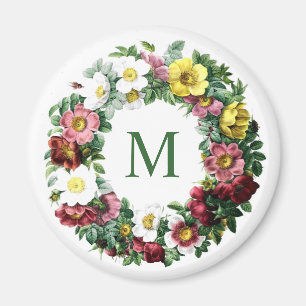 Vintage Blumenkreislaufmonogramm Magnet