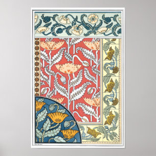 Vintage-Blumenkunst Art Nouveau Mohnblumen Poster
