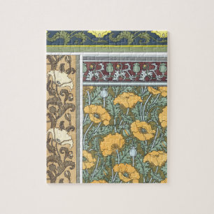 Vintage-Blumenkunst Art Nouveau Mohnblumen Puzzle