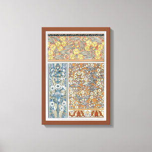 Vintage-Blumenkunst im Jugendstil, Pfeilblatt-Blüt Leinwanddruck