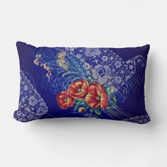 Vintage Blumenlatte Lendenkissen (Vorderseite)