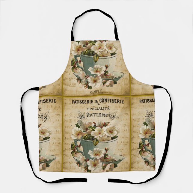 Vintage Blumenmalerei in Frankreich Schürze (Vorderseite)