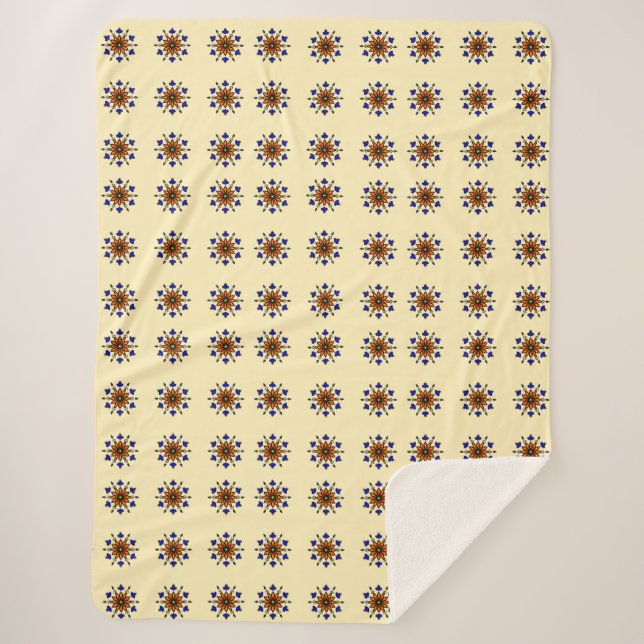 Vintage-Blumenmandala Sherpadecke (Vorderseite)