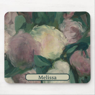 Vintage Blumenmanetmalerei von Peonies Ihr Name Mousepad