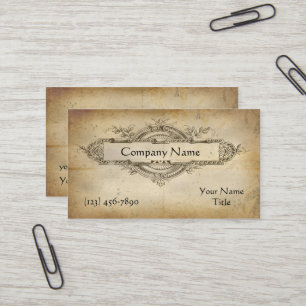 Vintage-Blumenmedaillon auf gealtertem Papier Visitenkarte