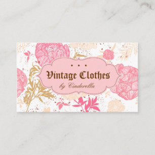 Vintage-Blumenmode Kleidung Rosa Weiß Creme Visitenkarte