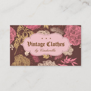 Vintage Blumenmode-Kleidungs-Rosa-Brown-Creme Visitenkarte