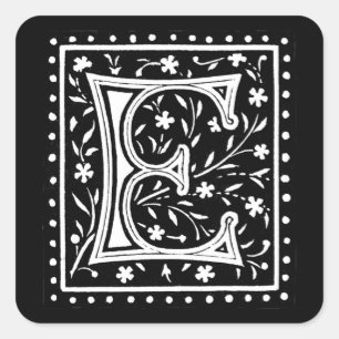 Vintage-Blumenmonogramm 'E' - Aufkleber