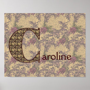 Vintage-Blumenmonogramm Initiale C Personalisiert Poster