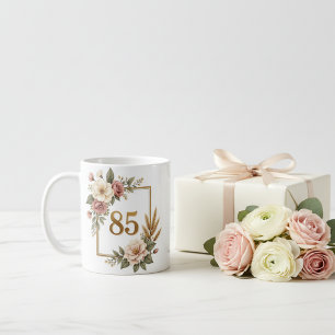 Vintage-Blumenmotiv zum 85. Geburtstag mit individ Kaffeetasse