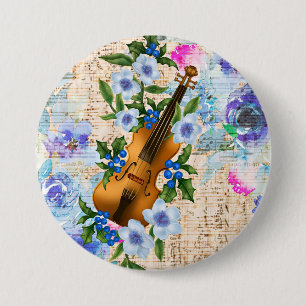 Vintage Blumenmusik Violine Button