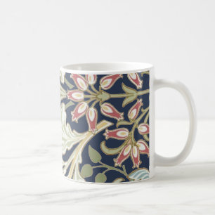 Vintage-Blumenmuster auf Blau Kaffeetasse