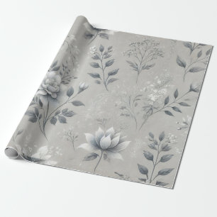 Vintage-Blumenmuster auf rustikalem grauem Hinterg Geschenkpapier