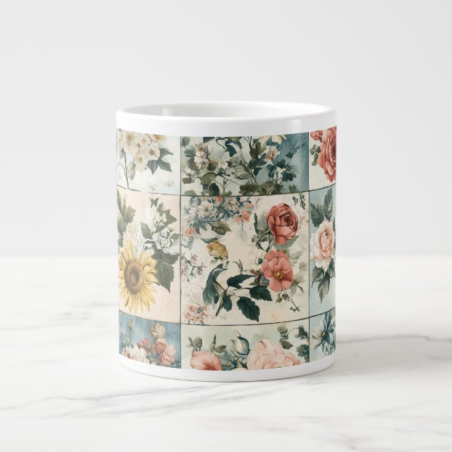 Vintage Blumenmuster-Design Jumbo-Tasse (Vorderseite)
