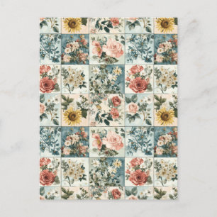 Vintage Blumenmuster-Design Postkarte