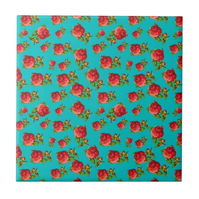 Vintage-Blumenmuster Fliese (Vorderseite)