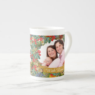Vintage-Blumenmuster-Foto-Personalisierung Prozellantasse