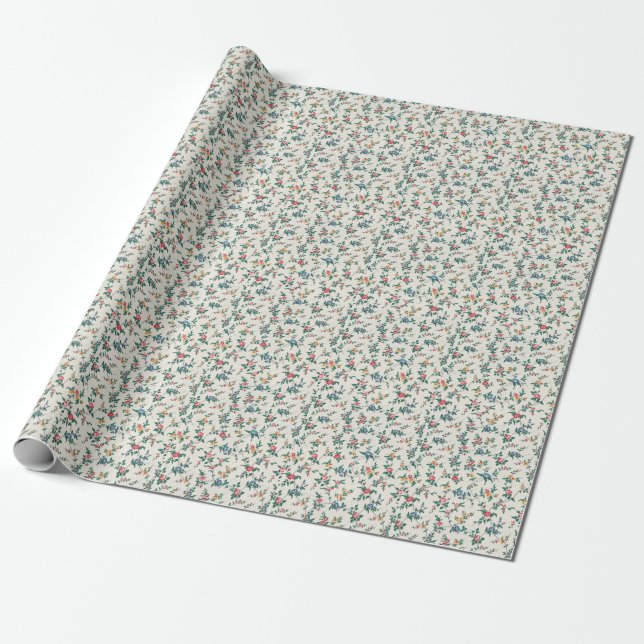 Vintage Blumenmuster Geschenkpapier (Ungerollt)