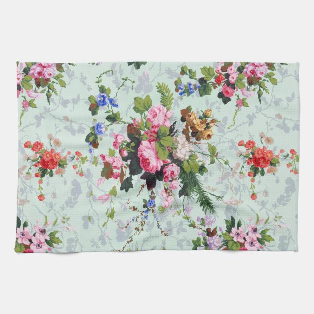 Vintage-Blumenmuster Geschirrtuch (Horizontal)