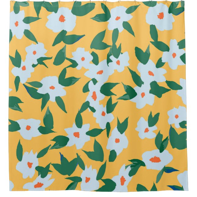 Vintage Blumenmuster im Paint-Stil. Duschvorhang (Vorderseite)