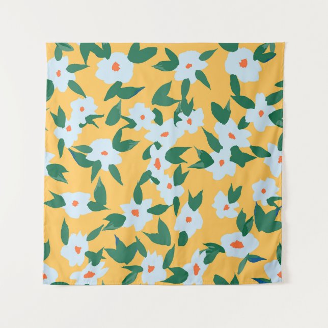 Vintage Blumenmuster im Paint-Stil. Wandteppich (Vorderseite)