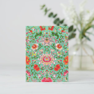 Vintage-Blumenmuster im Stil von William Morris, Postkarte