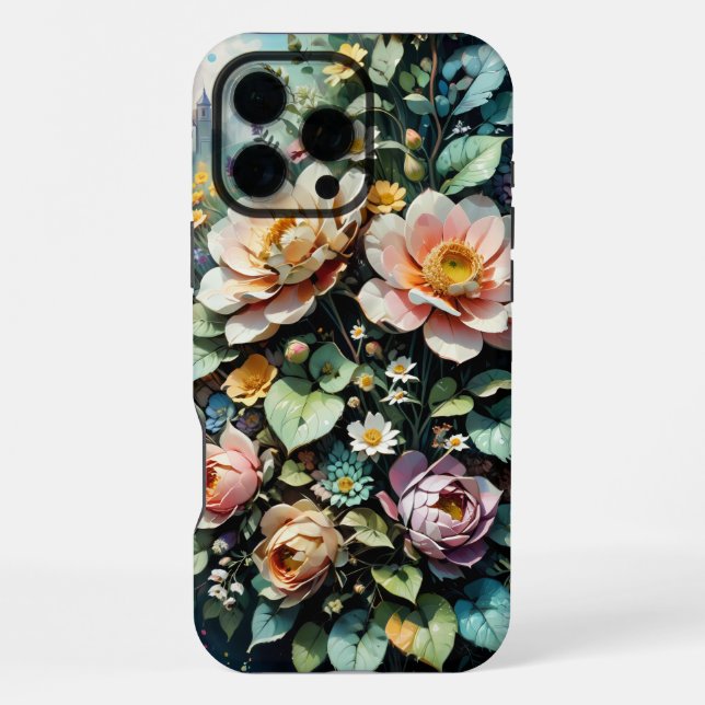 Vintage-Blumenmuster iPhone Hülle (Rückseite)