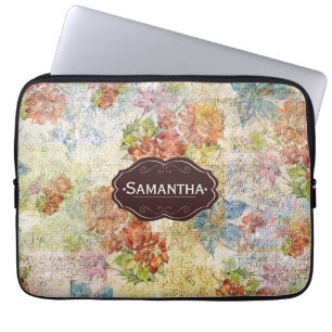 Vintage Blumenmuster mit Gebrauchsspuren personali Laptopschutzhülle