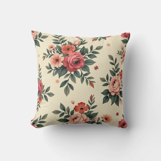 Vintage Blumenmuster mit klassischer Eleganz Kissen (Vorderseite)