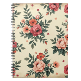 Vintage Blumenmuster mit klassischer Eleganz Notizblock