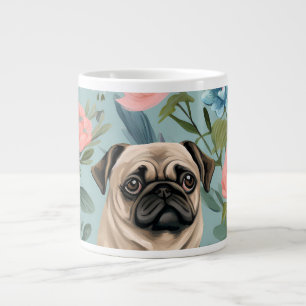 Vintage-Blumenmuster mit Mops-Motiv Hübscher botan Jumbo-Tasse
