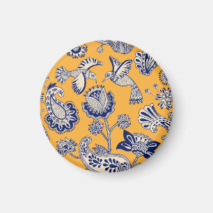 Vintage-Blumenmuster mit Paisley und Vögeln Magnet
