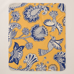 Vintage-Blumenmuster mit Paisley und Vögeln Sherpadecke