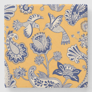 Vintage-Blumenmuster mit Paisley und Vögeln Steinuntersetzer