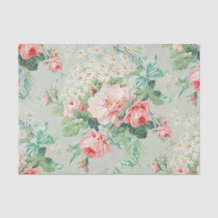 Vintage-Blumenmuster mit rosa aquamarinblauen Töne Seidenpapier